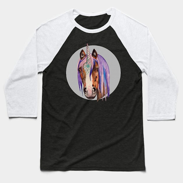 Magical unicorn horse in circle Baseball T-Shirt by deadblackpony